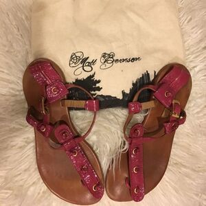 Matt Bernson Hot Pink Strappy Flat Sandals